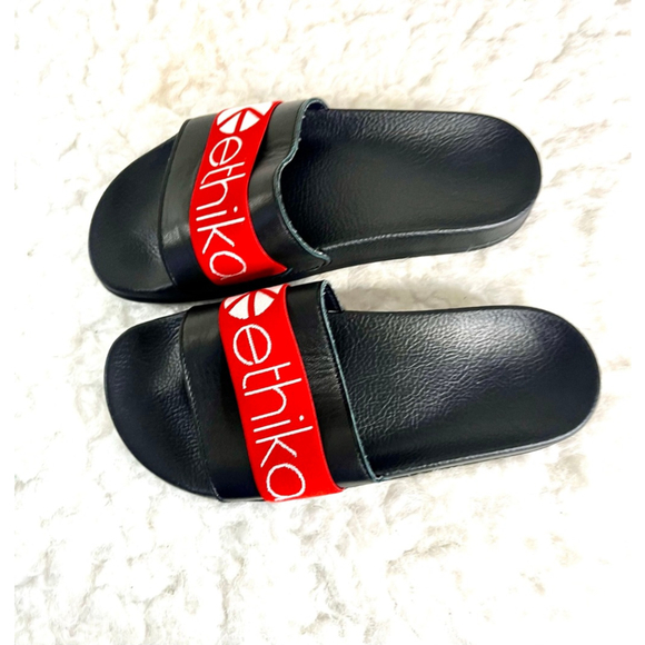 Ethika Premium Slides Black Leather Women Size 39/7.5-8 - Picture 3 of 7